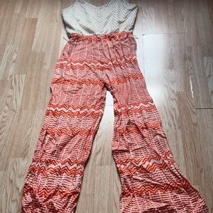 Orange and White Chevron Jumpsuit
